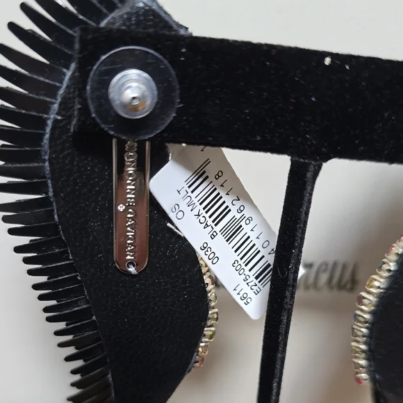 Black Wing Earrings with Multicolored Gems - Picture 3 of 8